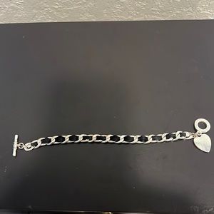 Metal and black cord bracelet